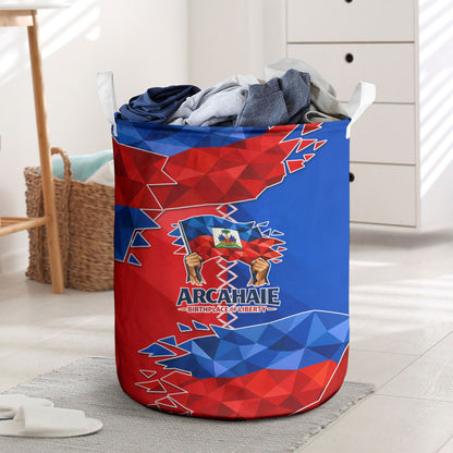 Haiti Flag Day Arcahaie 1803 Laundry Basket Geometric Low Poly Flag Art - Birthplace Of Liberty Graphic