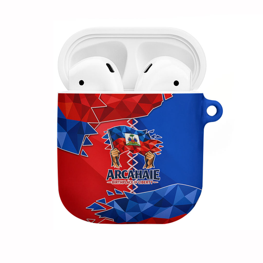 Haiti Flag Day Arcahaie 1803 AirPods Case Geometric Low Poly Flag Art - Birthplace Of Liberty Graphic