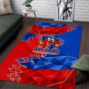 Haiti Flag Day Arcahaie 1803 Area Rug Geometric Low Poly Flag Art - Birthplace Of Liberty Graphic