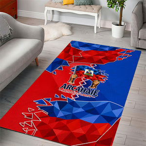 Haiti Flag Day Arcahaie 1803 Area Rug Geometric Low Poly Flag Art - Birthplace Of Liberty Graphic