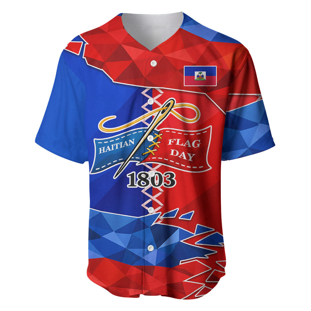 Haiti Flag Day Arcahaie 1803 Baseball Jersey Geometric Low Poly Flag Art - Birthplace Of Liberty Graphic
