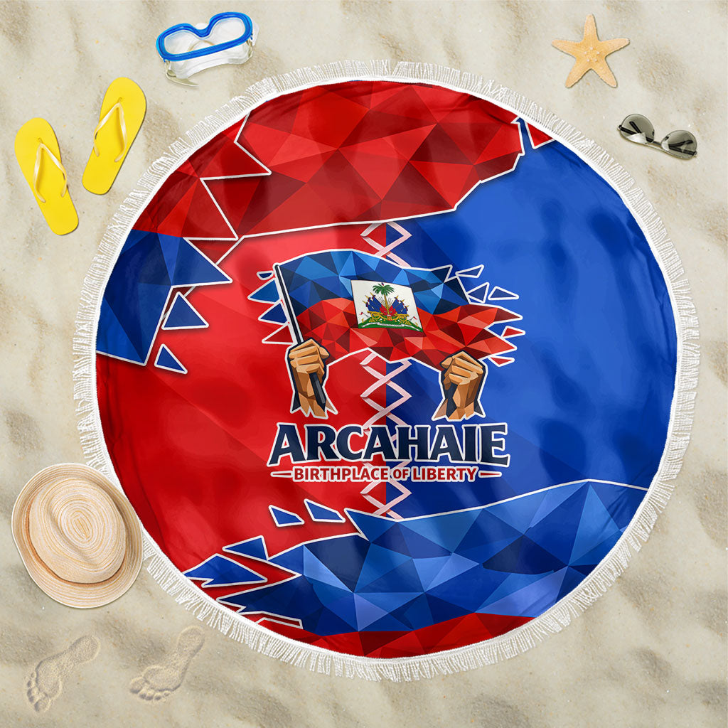 Haiti Flag Day Arcahaie 1803 Beach Blanket Geometric Low Poly Flag Art - Birthplace Of Liberty Graphic