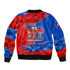 Haiti Flag Day Arcahaie 1803 Bomber Jacket Geometric Low Poly Flag Art - Birthplace Of Liberty Graphic