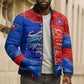 Haiti Flag Day Arcahaie 1803 Bomber Puffer Jacket Geometric Low Poly Flag Art - Birthplace Of Liberty Graphic