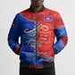 Haiti Flag Day Arcahaie 1803 Bomber Puffer Jacket Geometric Low Poly Flag Art - Birthplace Of Liberty Graphic
