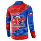 Haiti Flag Day Arcahaie 1803 Button Sweatshirt Geometric Low Poly Flag Art - Birthplace Of Liberty Graphic