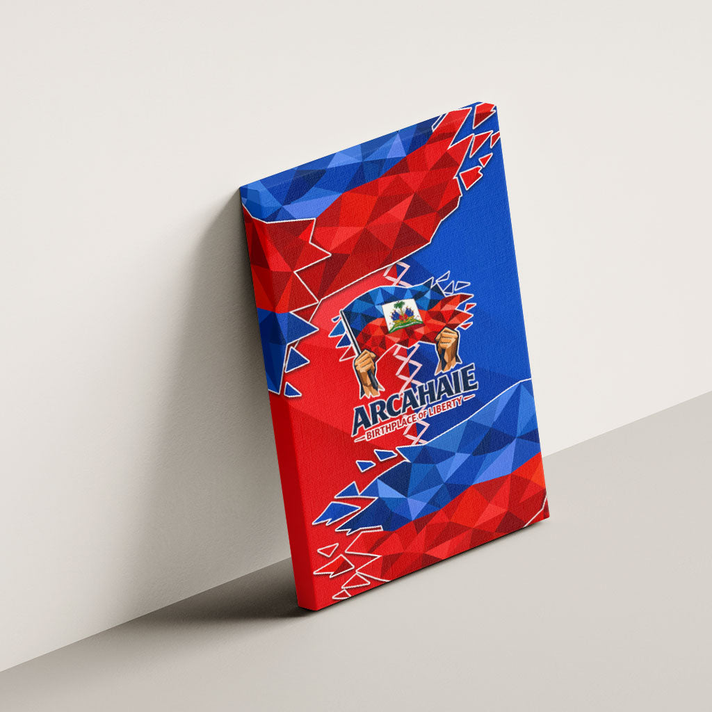 Haiti Flag Day Arcahaie 1803 Canvas Wall Art Geometric Low Poly Flag Art - Birthplace Of Liberty Graphic
