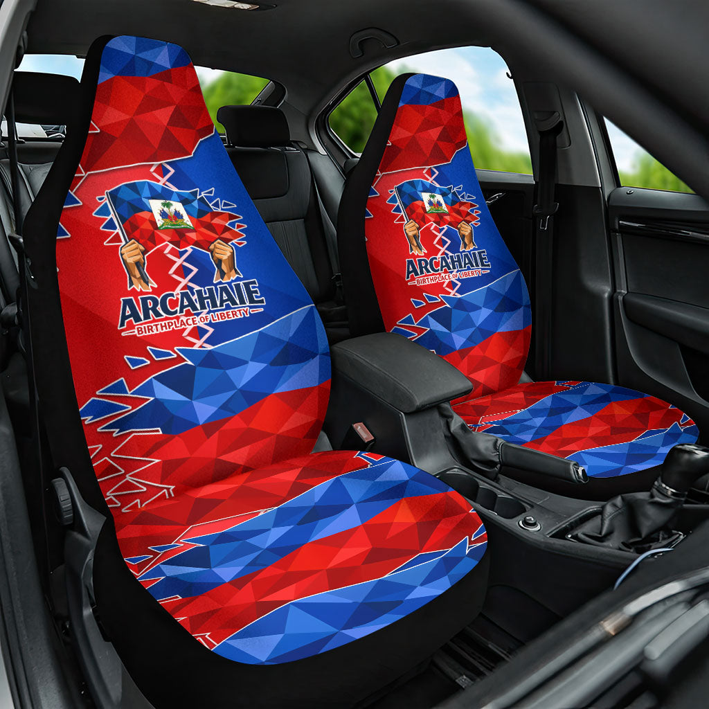 Haiti Flag Day Arcahaie 1803 Car Seat Cover Geometric Low Poly Flag Art - Birthplace Of Liberty Graphic