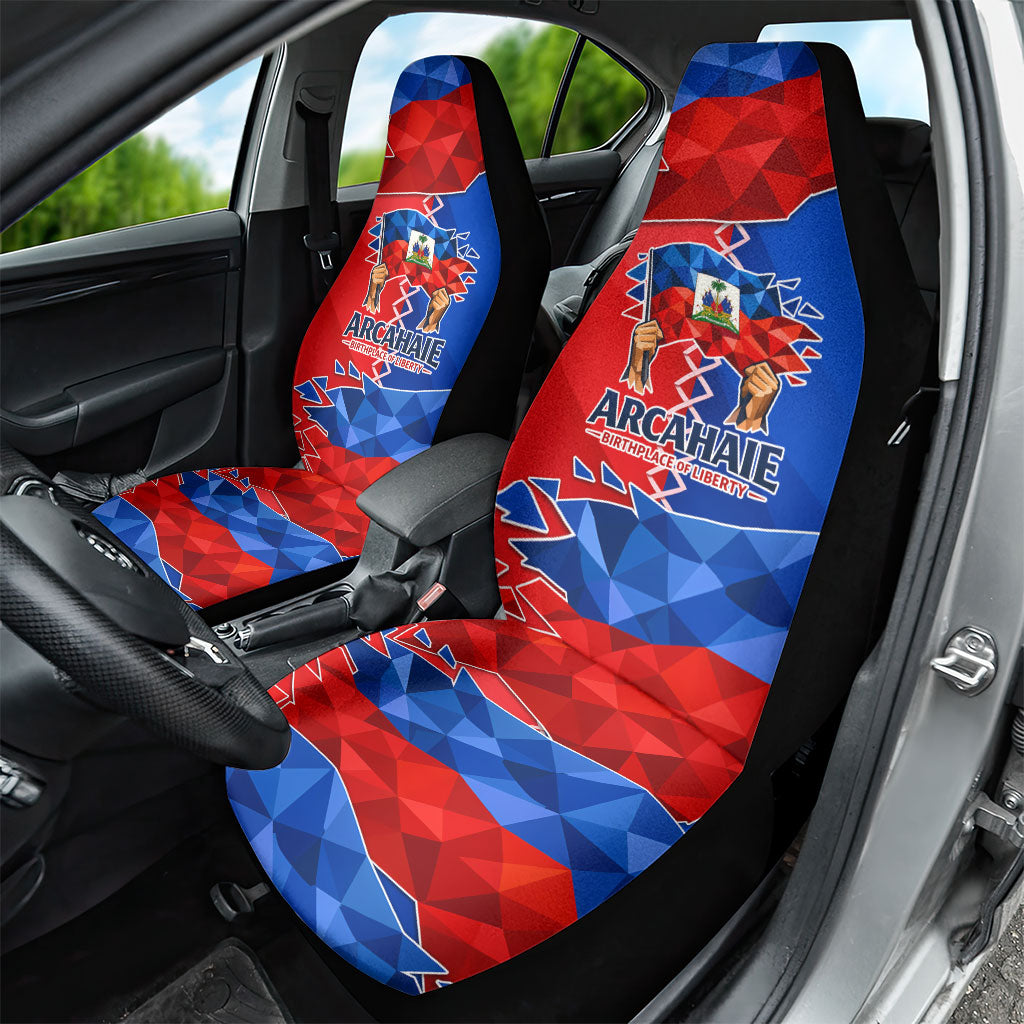 Haiti Flag Day Arcahaie 1803 Car Seat Cover Geometric Low Poly Flag Art - Birthplace Of Liberty Graphic