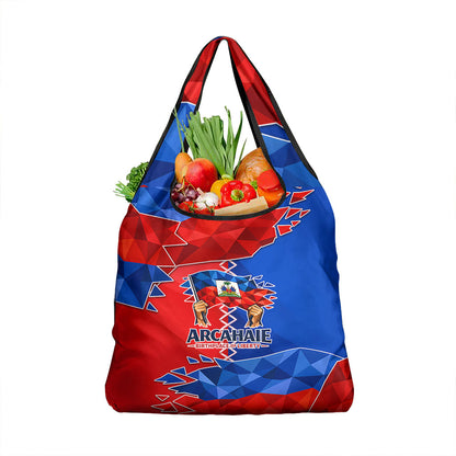 Haiti Flag Day Arcahaie 1803 Grocery Bag Geometric Low Poly Flag Art - Birthplace Of Liberty Graphic