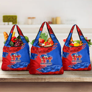 Haiti Flag Day Arcahaie 1803 Grocery Bag Geometric Low Poly Flag Art - Birthplace Of Liberty Graphic