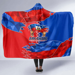 Haiti Flag Day Arcahaie 1803 Hooded Blanket Geometric Low Poly Flag Art - Birthplace Of Liberty Graphic