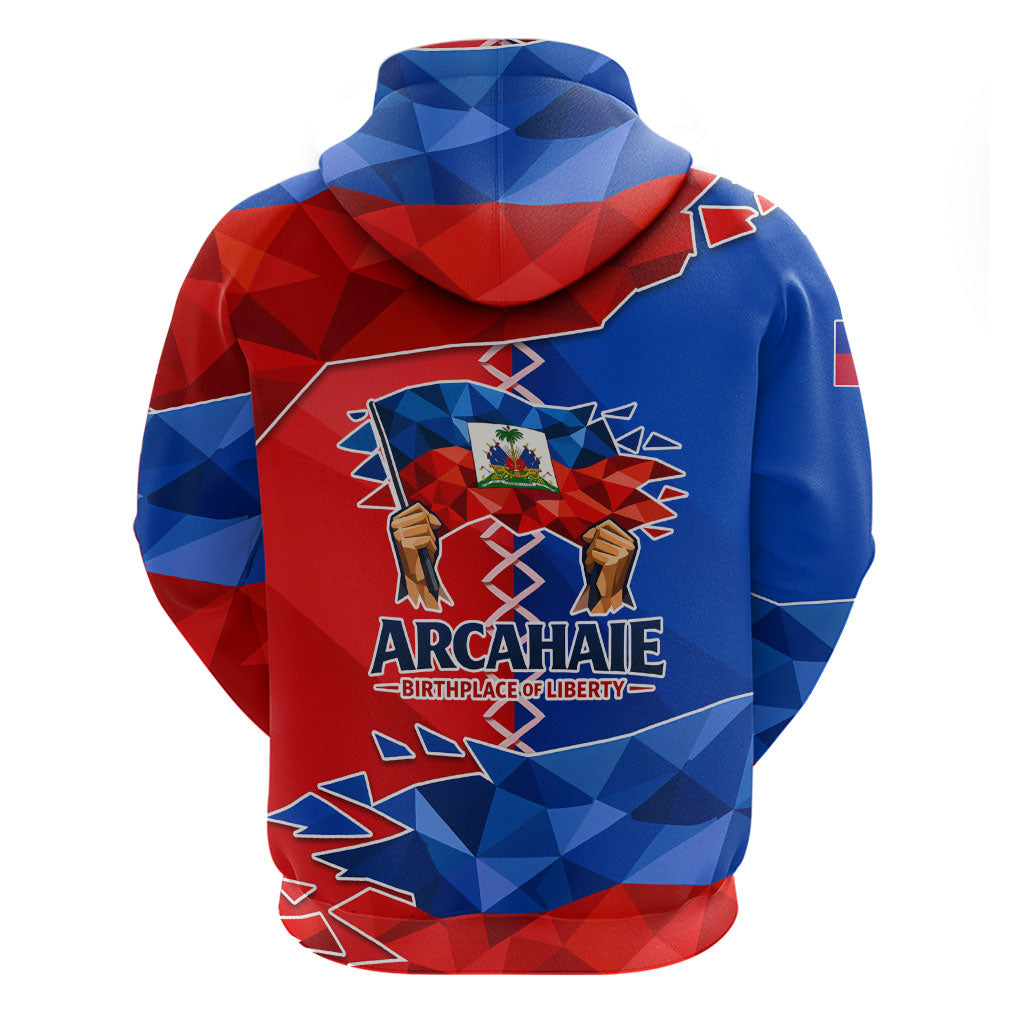 Haiti Flag Day Arcahaie 1803 Hoodie Geometric Low Poly Flag Art - Birthplace Of Liberty Graphic