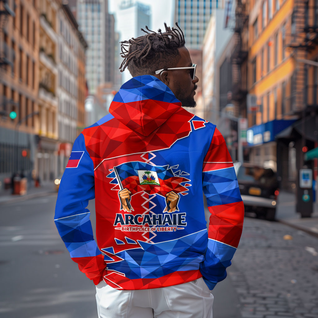 Haiti Flag Day Arcahaie 1803 Hoodie Geometric Low Poly Flag Art - Birthplace Of Liberty Graphic
