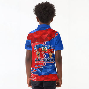 Haiti Flag Day Arcahaie 1803 Kid Polo Shirt Geometric Low Poly Flag Art - Birthplace Of Liberty Graphic