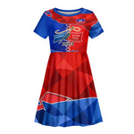 Haiti Flag Day Arcahaie 1803 Kid Short Sleeve Dress Geometric Low Poly Flag Art - Birthplace Of Liberty Graphic