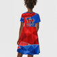 Haiti Flag Day Arcahaie 1803 Kid Short Sleeve Dress Geometric Low Poly Flag Art - Birthplace Of Liberty Graphic