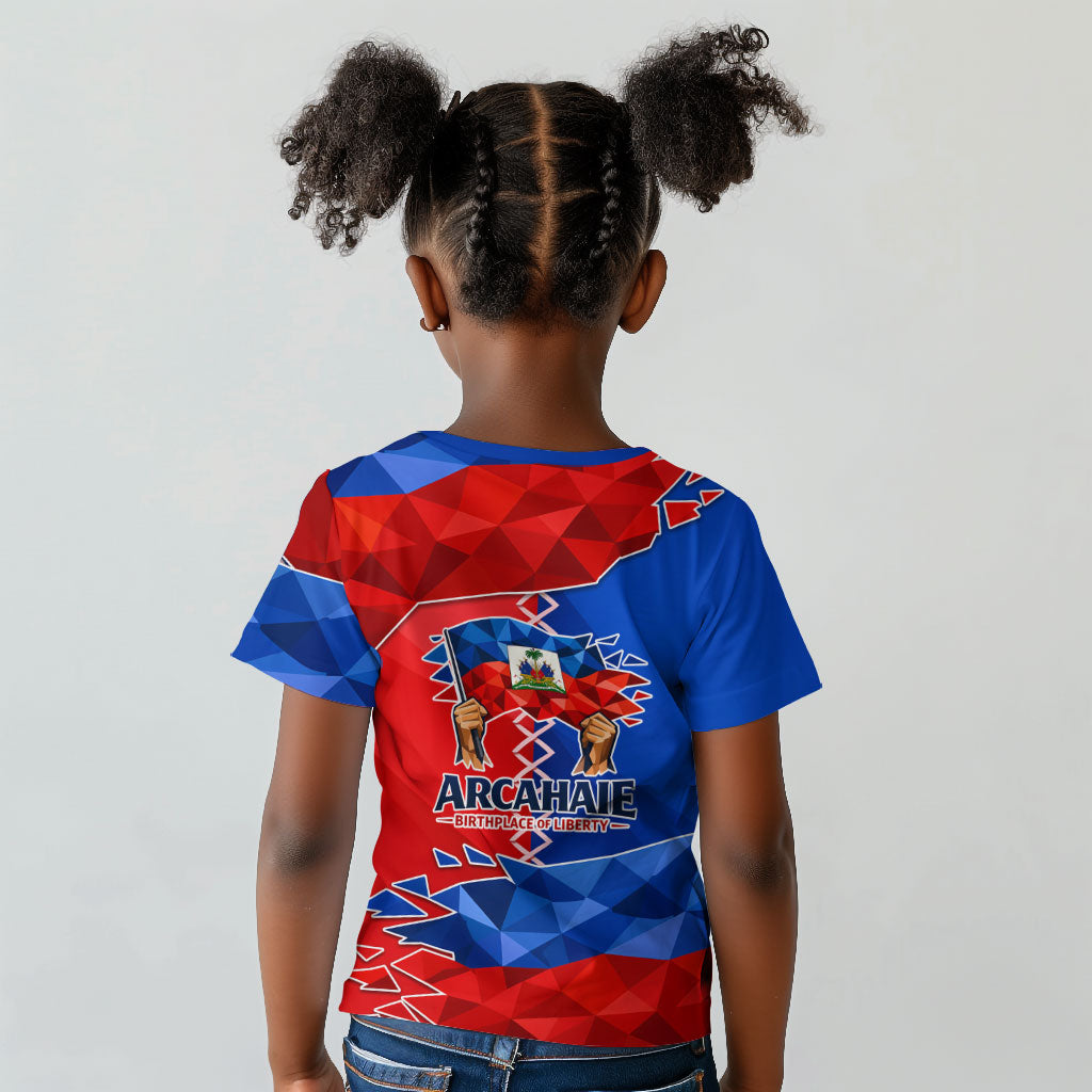 Haiti Flag Day Arcahaie 1803 Kid T shirt Geometric Low Poly Flag Art - Birthplace Of Liberty Graphic