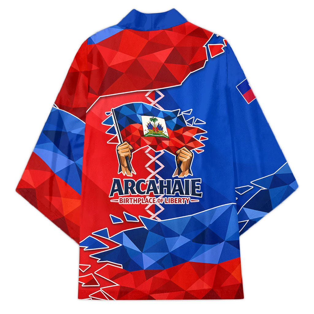 Haiti Flag Day Arcahaie 1803 Kimono Geometric Low Poly Flag Art - Birthplace Of Liberty Graphic