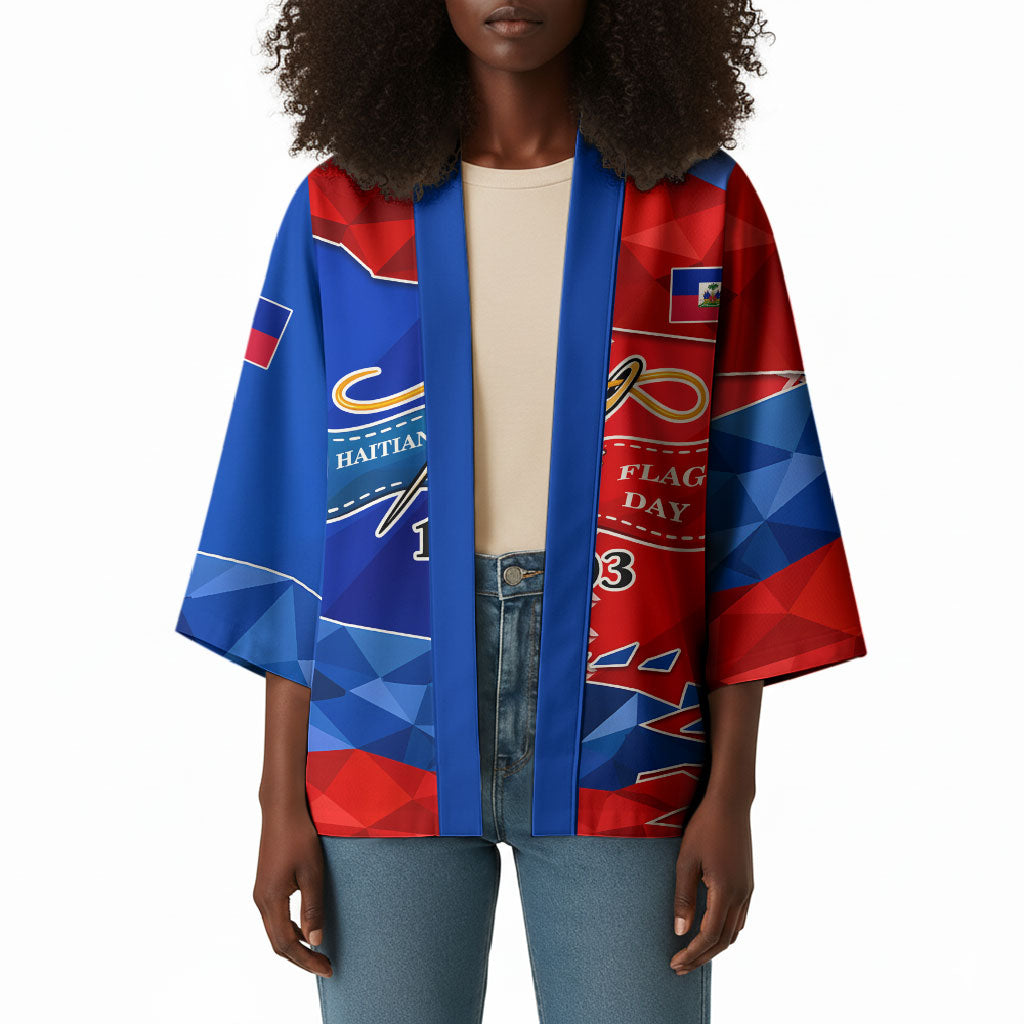 Haiti Flag Day Arcahaie 1803 Kimono Geometric Low Poly Flag Art - Birthplace Of Liberty Graphic