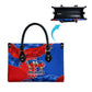 Haiti Flag Day Arcahaie 1803 Leather Bag Geometric Low Poly Flag Art - Birthplace Of Liberty Graphic