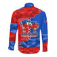 Haiti Flag Day Arcahaie 1803 Long Sleeve Button Shirt Geometric Low Poly Flag Art - Birthplace Of Liberty Graphic