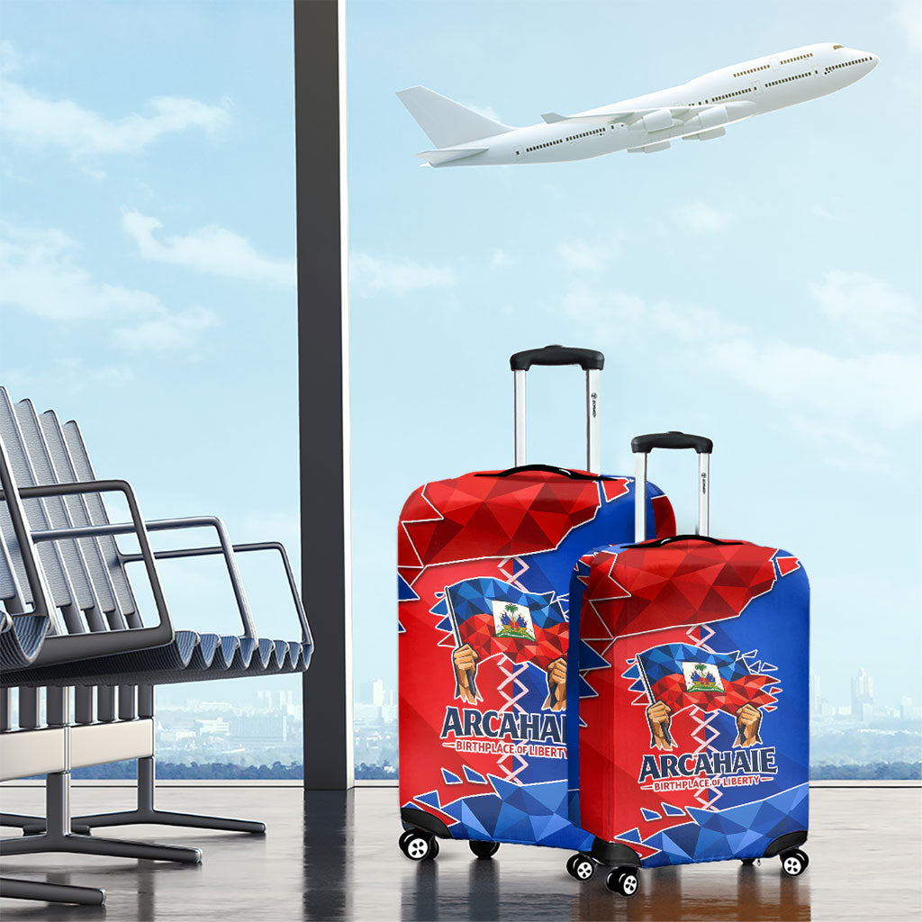 Haiti Flag Day Arcahaie 1803 Luggage Cover Geometric Low Poly Flag Art - Birthplace Of Liberty Graphic