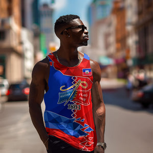 Haiti Flag Day Arcahaie 1803 Men Tank Top Geometric Low Poly Flag Art - Birthplace Of Liberty Graphic
