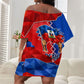 Haiti Flag Day Arcahaie 1803 Off Shoulder Short Dress Geometric Low Poly Flag Art - Birthplace Of Liberty Graphic