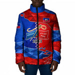 Haiti Flag Day Arcahaie 1803 Padded Jacket Geometric Low Poly Flag Art - Birthplace Of Liberty Graphic