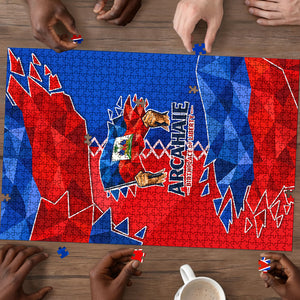 Haiti Flag Day Arcahaie 1803 Puzzle Geometric Low Poly Flag Art - Birthplace Of Liberty Graphic