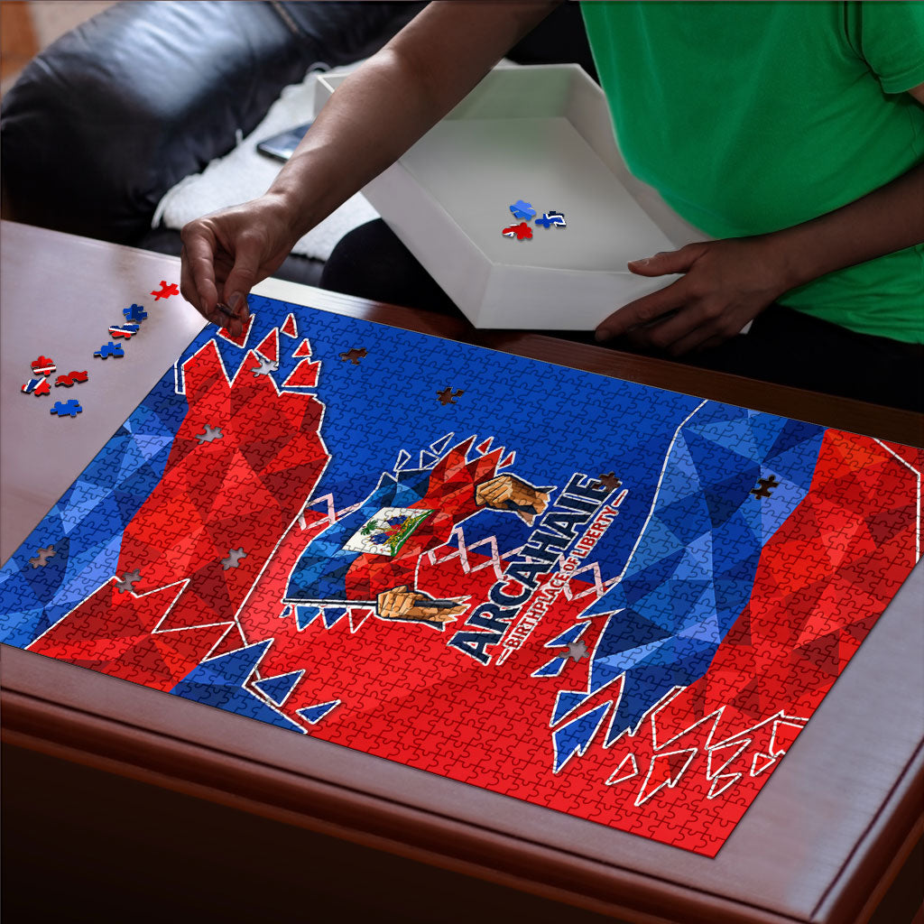 Haiti Flag Day Arcahaie 1803 Puzzle Geometric Low Poly Flag Art - Birthplace Of Liberty Graphic