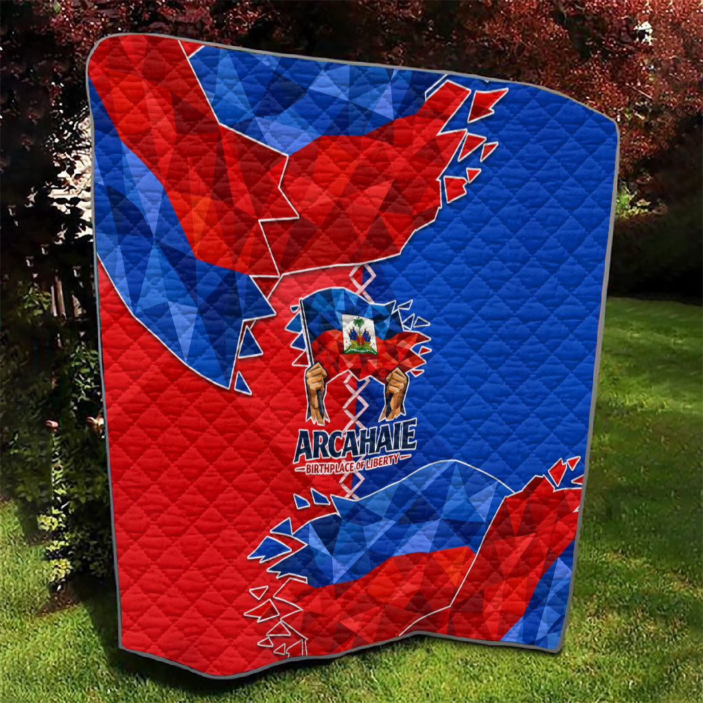 Haiti Flag Day Arcahaie 1803 Quilt Geometric Low Poly Flag Art - Birthplace Of Liberty Graphic