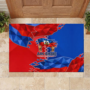 Haiti Flag Day Arcahaie 1803 Rubber Doormat Geometric Low Poly Flag Art - Birthplace Of Liberty Graphic