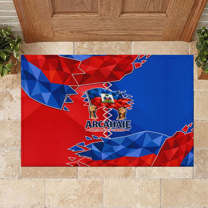 Haiti Flag Day Arcahaie 1803 Rubber Doormat Geometric Low Poly Flag Art - Birthplace Of Liberty Graphic
