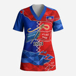 Haiti Flag Day Arcahaie 1803 Scrub Top Geometric Low Poly Flag Art - Birthplace Of Liberty Graphic
