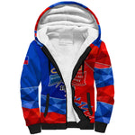 Haiti Flag Day Arcahaie 1803 Sherpa Hoodie Geometric Low Poly Flag Art - Birthplace Of Liberty Graphic