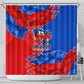 Haiti Flag Day Arcahaie 1803 Shower Curtain Geometric Low Poly Flag Art - Birthplace Of Liberty Graphic