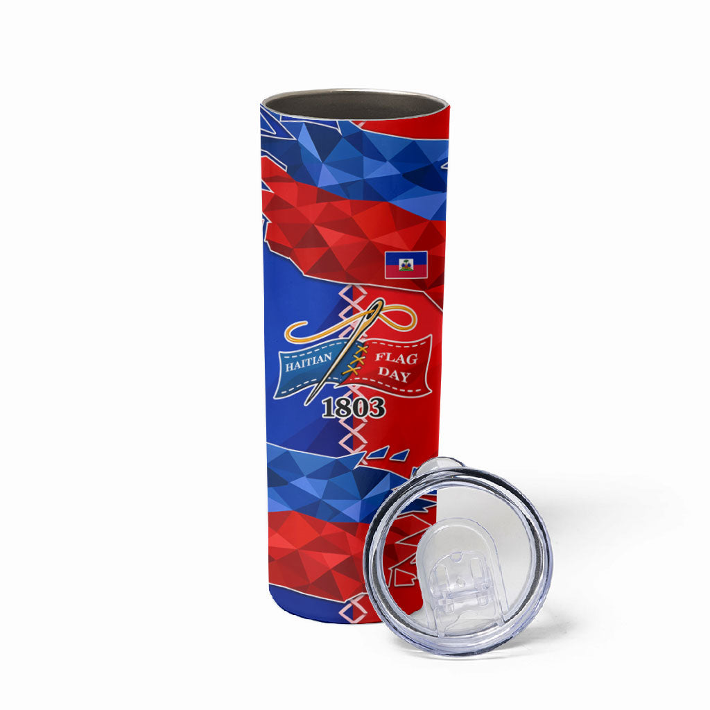 Haiti Flag Day Arcahaie 1803 Skinny Tumbler Geometric Low Poly Flag Art - Birthplace Of Liberty Graphic