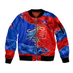 Haiti Flag Day Arcahaie 1803 Sleeve Zip Bomber Jacket Geometric Low Poly Flag Art - Birthplace Of Liberty Graphic