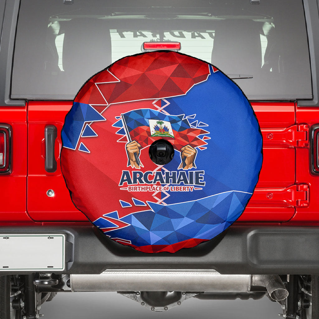 Haiti Flag Day Arcahaie 1803 Spare Tire Cover Geometric Low Poly Flag Art - Birthplace Of Liberty Graphic