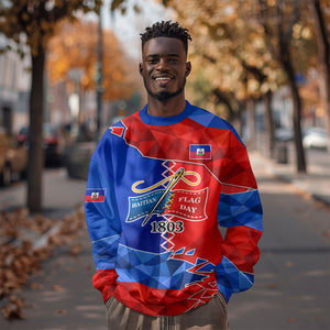 Haiti Flag Day Arcahaie 1803 Sweatshirt Geometric Low Poly Flag Art - Birthplace Of Liberty Graphic