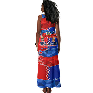 Haiti Flag Day Arcahaie 1803 Tank Maxi Dress Geometric Low Poly Flag Art - Birthplace Of Liberty Graphic