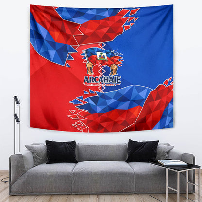 Haiti Flag Day Arcahaie 1803 Tapestry Geometric Low Poly Flag Art - Birthplace Of Liberty Graphic