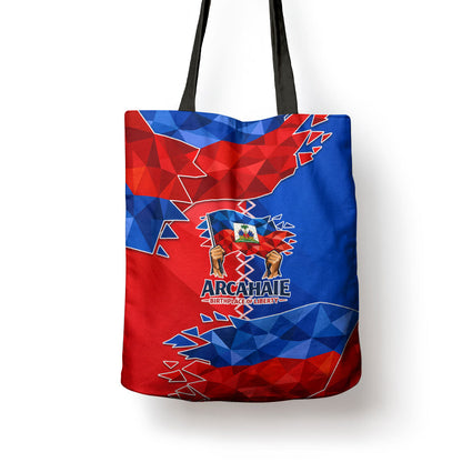 Haiti Flag Day Arcahaie 1803 Tote Bag Geometric Low Poly Flag Art - Birthplace Of Liberty Graphic