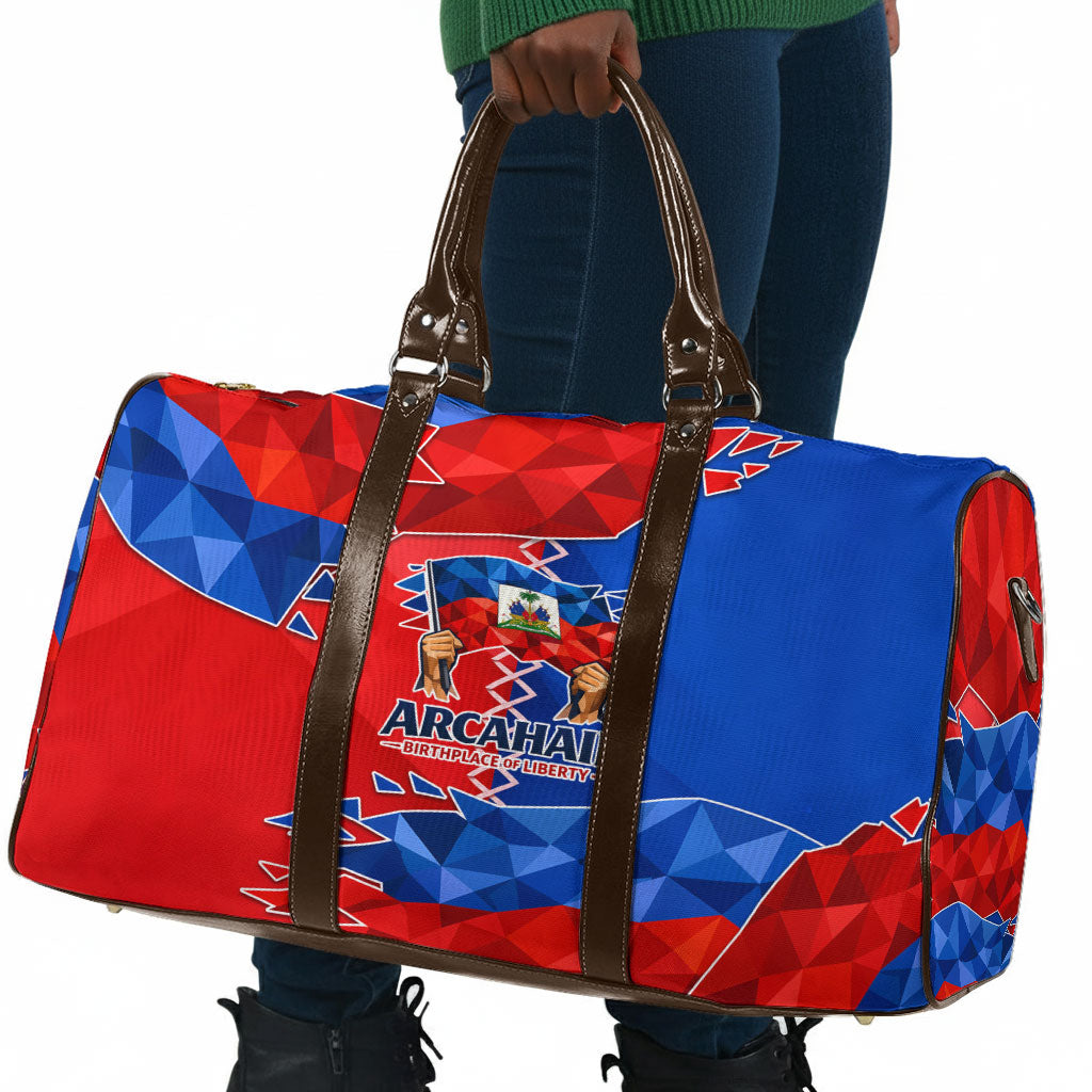 Haiti Flag Day Arcahaie 1803 Travel Bag Geometric Low Poly Flag Art - Birthplace Of Liberty Graphic