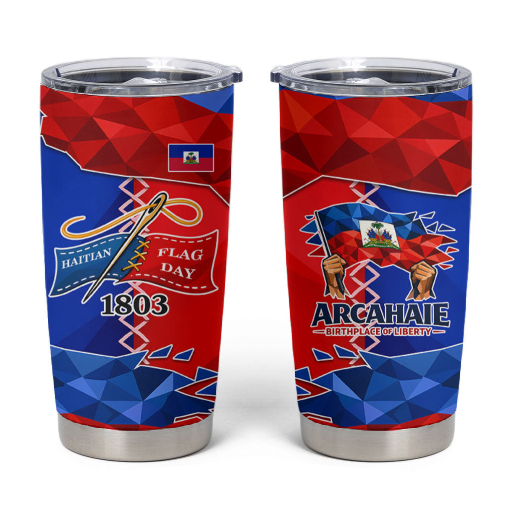 Haiti Flag Day Arcahaie 1803 Tumbler Cup Geometric Low Poly Flag Art - Birthplace Of Liberty Graphic