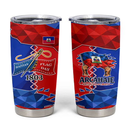 Haiti Flag Day Arcahaie 1803 Tumbler Cup Geometric Low Poly Flag Art - Birthplace Of Liberty Graphic