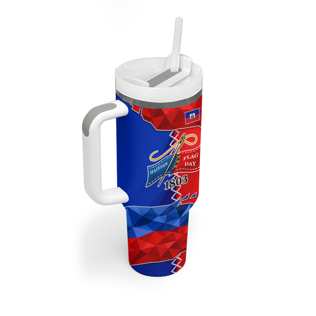 Haiti Flag Day Arcahaie 1803 Tumbler With Handle Geometric Low Poly Flag Art - Birthplace Of Liberty Graphic