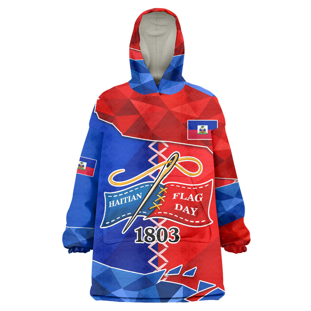 Haiti Flag Day Arcahaie 1803 Wearable Blanket Hoodie Geometric Low Poly Flag Art - Birthplace Of Liberty Graphic